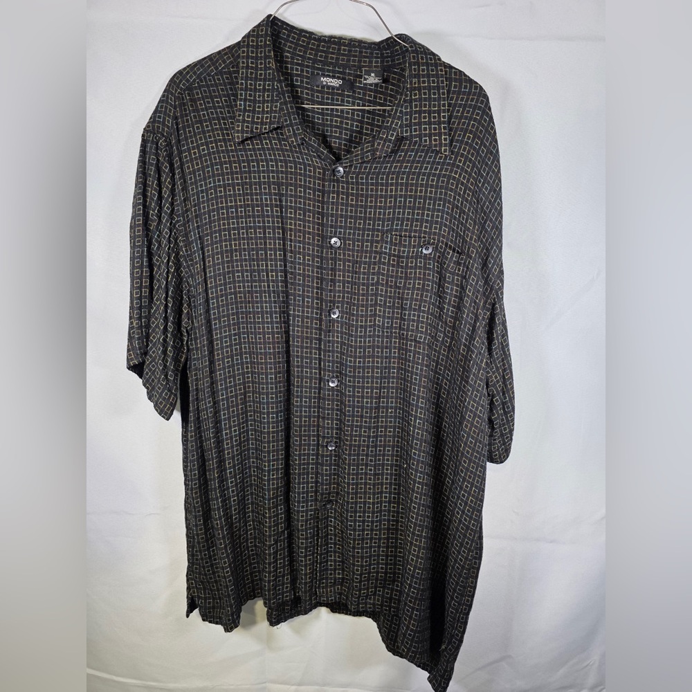Vintage Mondo Di Marco Geometric Patterned Button Down Short Sleeve Shirt XL